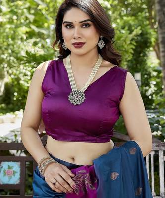 purple woven art silk saree with blouse 5