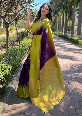 Wine purple woven art silk  saree with blouse 1
