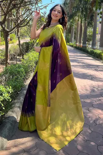 Wine purple woven art silk  saree with blouse