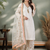 Cream glass satin farshi palazzo suit set with organza dupatta