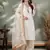 Cream glass satin farshi palazzo suit set with organza dupatta