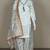Cream glass satin farshi palazzo suit set with organza dupatta
