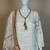 Cream glass satin farshi palazzo suit set with organza dupatta