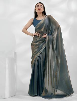 Teal soft space silk saree with val pipe lace border 1