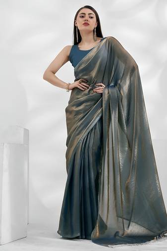 Teal soft space silk saree with val pipe lace border