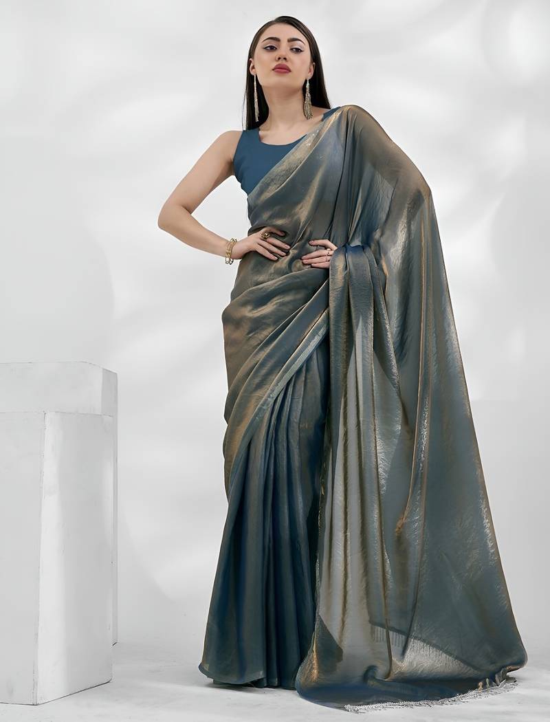 teal soft silk saree