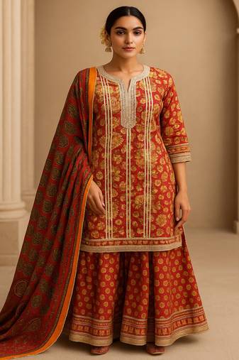 Cotton floral gota sharara set