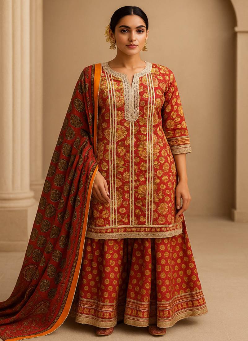 Cotton floral gota sharara set