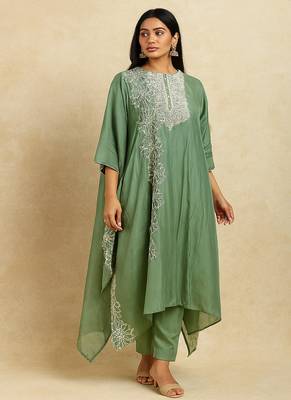 Cotton muslin embroidered suit set 1