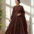 Brown Chinon Silk blend Embroidered Sequin Anarkali suit