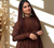 Brown Chinon Silk blend Embroidered Sequin Anarkali suit