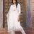 White embroidered viscose chanderi kurta pant set with organza dupatta