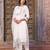 White embroidered viscose chanderi kurta pant set with organza dupatta