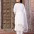 White embroidered viscose chanderi kurta pant set with organza dupatta