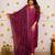 Wine viscose chanderi embroidered kurta pant set with chanderi dupatta