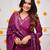 Wine viscose chanderi embroidered kurta pant set with chanderi dupatta