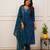 blue viscose chanderi kurta pant set with dupatta