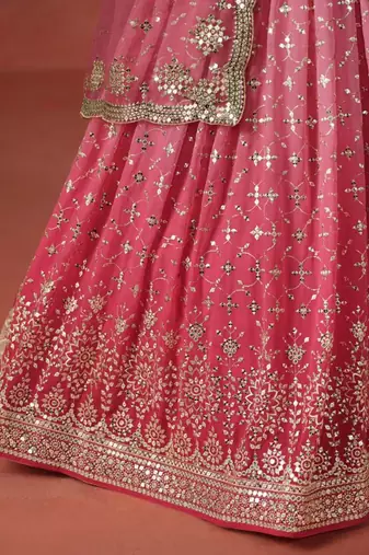pink georgette embroidered lehenga choli