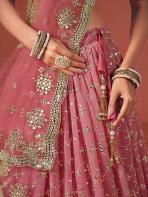 pink georgette embroidered lehenga choli 3