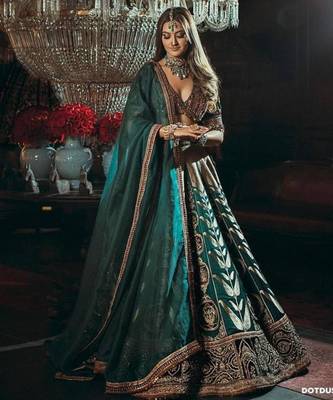 blue art silk embroidered lehenga choli 1