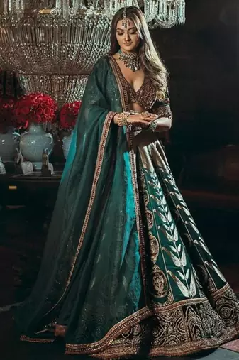 blue art silk embroidered lehenga choli