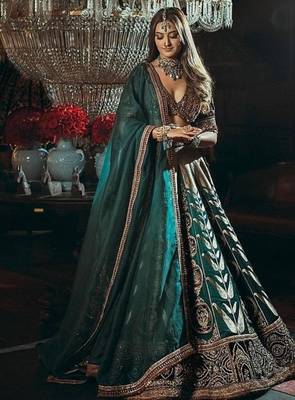 blue art silk embroidered lehenga choli 2