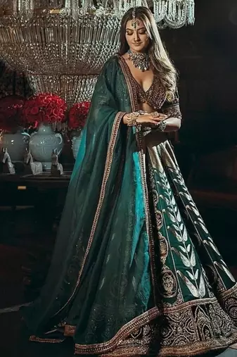 blue art silk embroidered lehenga choli