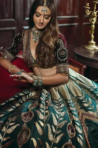 blue art silk embroidered lehenga choli