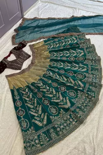blue art silk embroidered lehenga choli