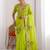 Lime Green Designer Fancy Floral Embroidered Saree