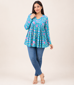 floral printed short kurti for women | cotton blend a-line tunic top
