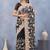 Black floral embroidered work designer net saree sari
