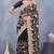 Black floral embroidered work designer net saree sari