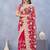Red floral embroidered work designer net saree sari