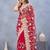 Red floral embroidered work designer net saree sari