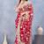 Red floral embroidered work designer net saree sari
