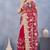 Red floral embroidered work designer net saree sari