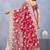 Red floral embroidered work designer net saree sari