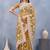 Mustard floral embroidered work designer net saree sari