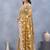 Mustard floral embroidered work designer net saree sari