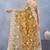 Mustard floral embroidered work designer net saree sari