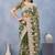 Green floral embroidered work designer net saree sari