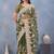 Green floral embroidered work designer net saree sari