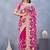 Pink floral embroidered work designer net saree sari