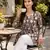 Anushil floral printed short kurti for women | cotton blend a-line tunic top | v-neck gathered top