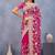Pink floral embroidered work designer net saree sari