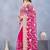 Pink floral embroidered work designer net saree sari
