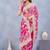Pink floral embroidered work designer net saree sari