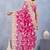 Pink floral embroidered work designer net saree sari