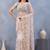 White floral embroidered work designer net saree sari